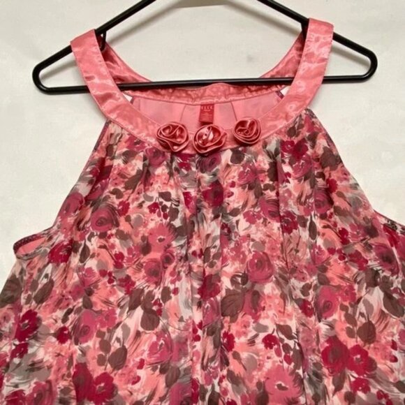 Elle Sleep Nightgown Women's Large Pink Floral Sleeveless Flower Collar Sexy EUC - Picture 9 of 9